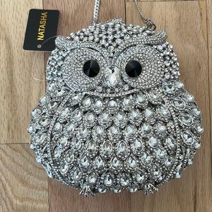 Lucky owl crystal rhinestone clutch